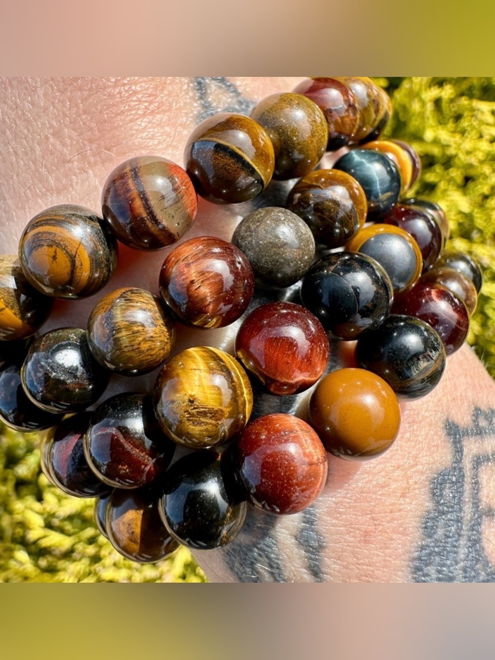 8mm Mix Natural Tiger's Eye Beaded Bracelet